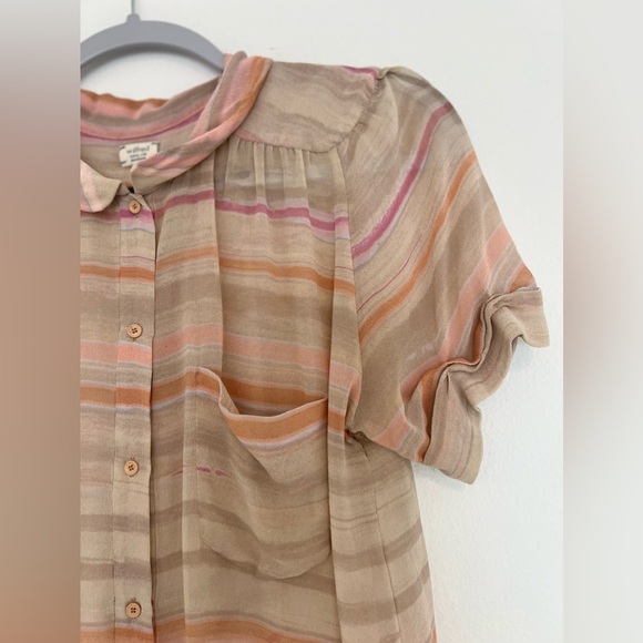 Wilfred Silk Peachy Stripe Button Up Blouse - Picture 5 of 12